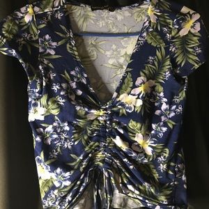 Blue floral crop top